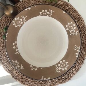 Nautica Island Shores Tableware Dinner Plate, Brown w White Flowers